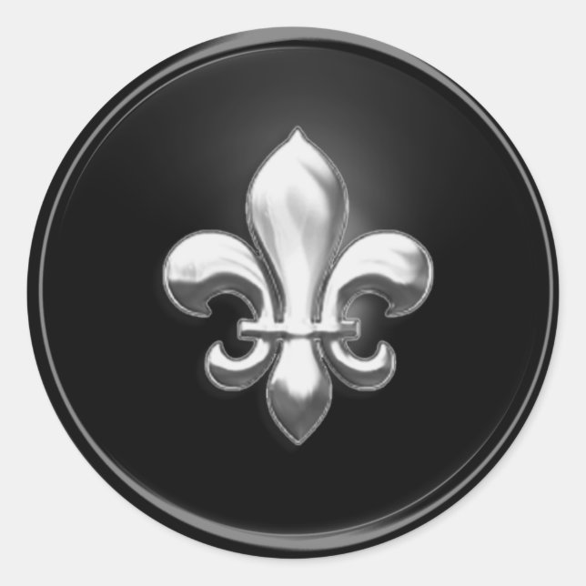 Black and Silver  Fleur de Lis Envelope Seal (Front)