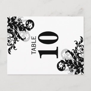 Black and Silver Flourish Table Number Card