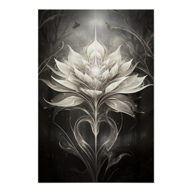 Black and Silver Flower Poster (Front)