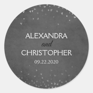 Black and Silver Foil Confetti Envelope Seal