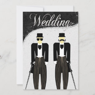 Black and Silver Gay Wedding Invitation