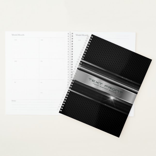 Black and silver geometric design planner (Display)