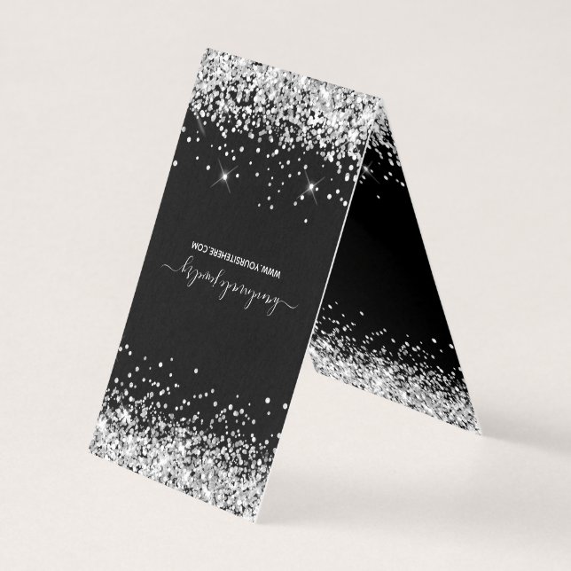 Black and Silver Glitter 2 Necklace Display Cards (Front)