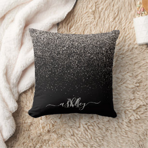 Black and Silver Glitter Cushion