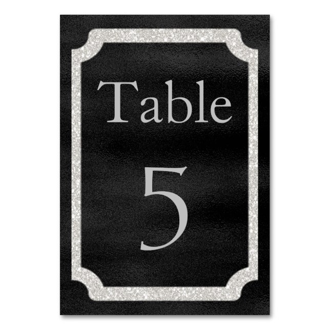Black and Silver Glitter Event Table Number (Front)