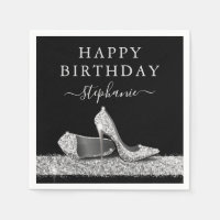Black and Silver Glitter High Heels Birthday