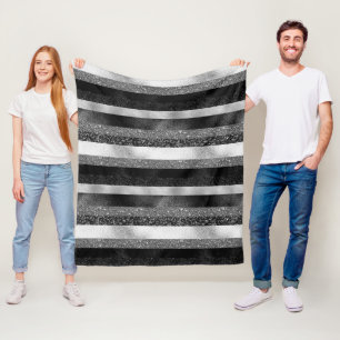 Black And Silver Glitter Pattern Fleece Blanket