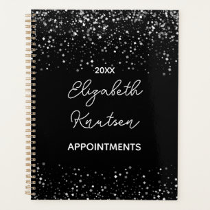 black and Silver Glitter Personalized 2024 Planner