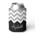 Black and Silver Glitter Print Chevrons and Name