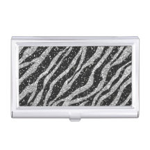 Black and Silver Glitter Zebra Print Business Card