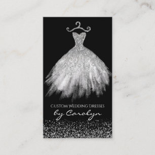 Black and Silver Glittery Seamstress Business Card