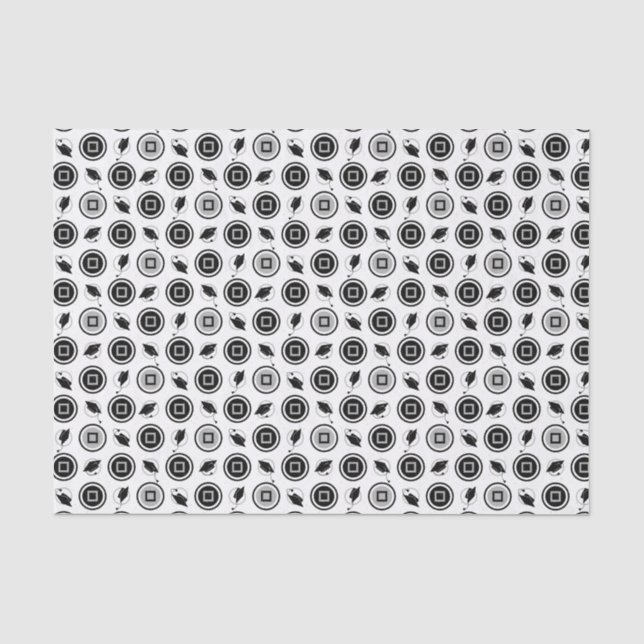 Black and Silver Graduation Cap Pattern Tissue Paper (Front)