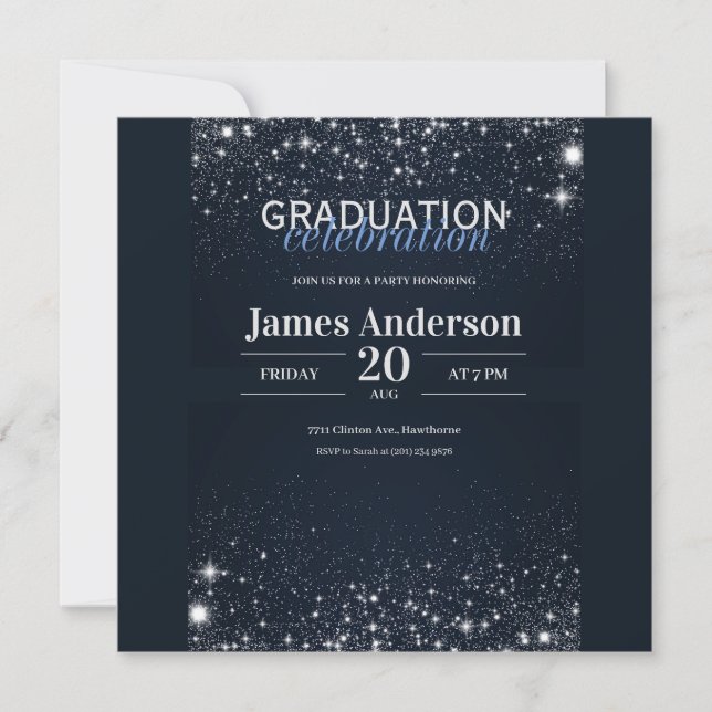 Black and Silver graduation Invite (Front)