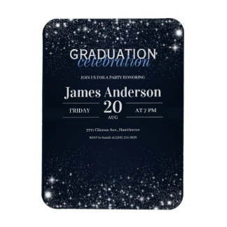 Black and Silver graduation Invite Magnet