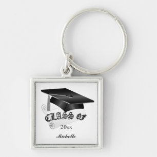 Black and Silver Graduation Keychain