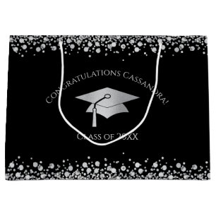 Black and Silver Graduation Large Gift Bag