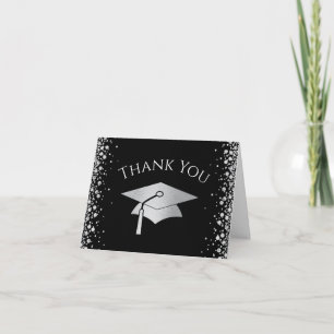 Black and Silver Graduation Thank You Card