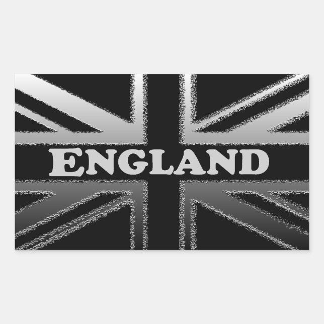Black and Silver Gray Union Jack Flag Cases Rectangular Sticker (Front)