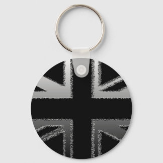 Black and Silver Gray Union jack Flag Key Ring