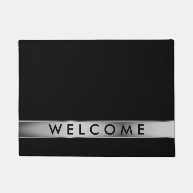 Black And Silver Gray Welcome Doormat (Front)