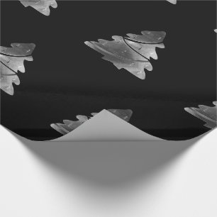 Black and Silver Grey Christmas Tree Pattern Wrapping Paper