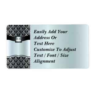 Black and silver grey damask