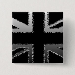 Black and Silver Grey Union Jack Flag 15 Cm Square Badge