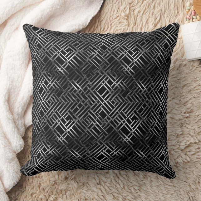 Black and silver gridlock pattern  cushion (Blanket)