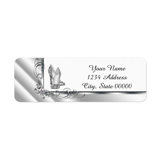 Black and Silver High Heel Shoe Address Return Address Label