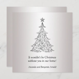 Black and Silver Holiday Tree Invitation
