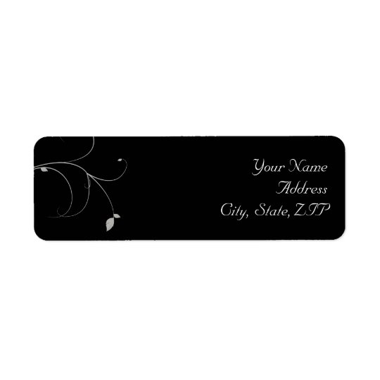 Black and Silver Leaves Fall Return Address Return Address Label
