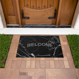 Black and Silver Marble Look Welcome Doormat