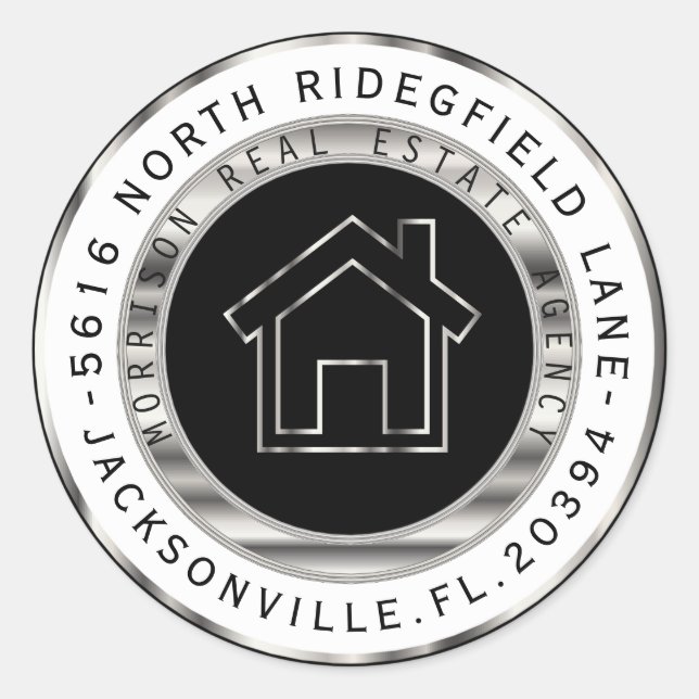 Black and Silver Metal Realtor Address Labels (Front)