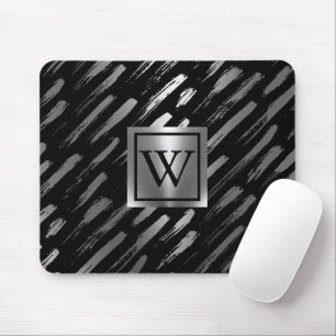 Black and Silver Metallic Abstract Mouse Pad