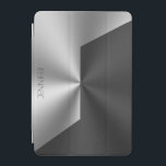 Black and silver metallic look background iPad mini cover<br><div class="desc">Black and silver geometric background,  metallic look with a customisable background.</div>