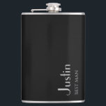 Black and Silver Modern Best Man Gift Flask<br><div class="desc">This customisable flask makes a great gift for any member of your wedding party. It's a very simple, clean design with a place for a name and wedding party title. Font styles, colours and more can easily be adjusted to your liking by clicking "edit design" or "customise further". New items...</div>