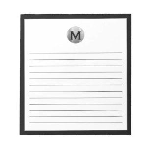 Black and Silver Modern Monogram Notepad
