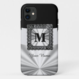 Black and silver monogram iPhone 11 case