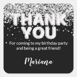 Black and Silver Party Sticker for Favours