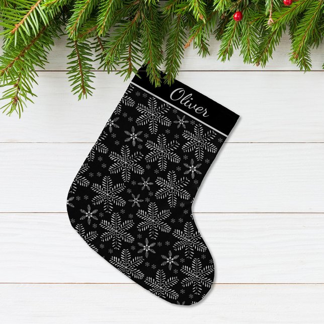 Black and Silver Personalised Large Christmas Stocking (Creator Uploaded)