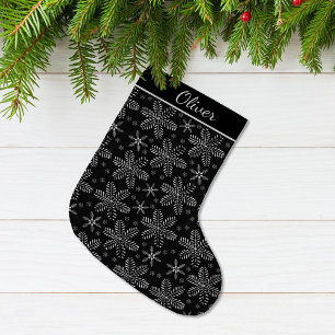 Black and Silver Personalized Large Christmas Stocking