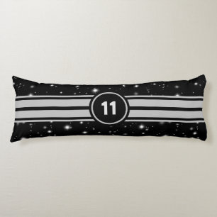Black and Silver Racing Stripes Starlight Body Cushion