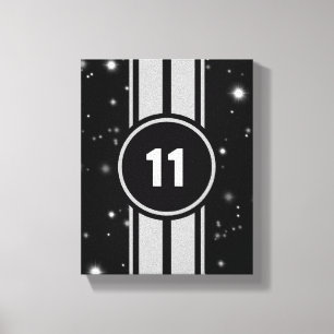 Black and Silver Racing Stripes Starlight Canvas Print