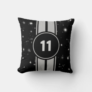 Black and Silver Racing Stripes Starlight Cushion