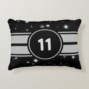 Black and Silver Racing Stripes Starlight Decorative Cushion