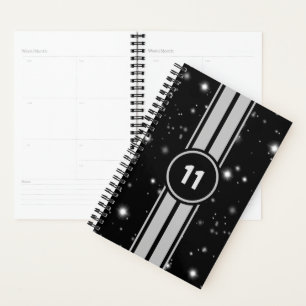 Black and Silver Racing Stripes Starlight Planner