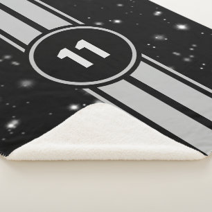 Black and Silver Racing Stripes Starlight Sherpa Blanket