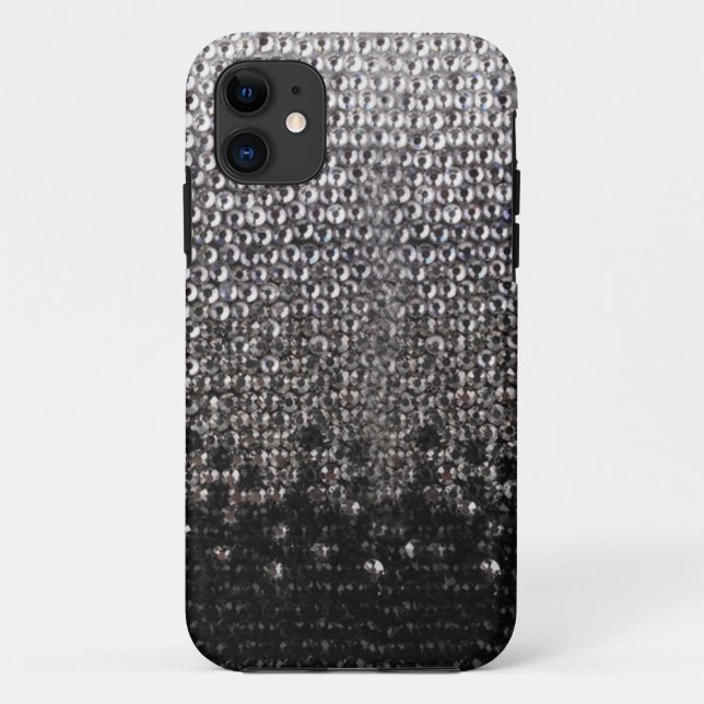 Black and Silver Rhinestone Glitter iPhone 5 Cover (Back)