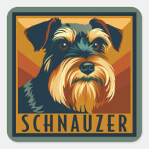 Black and Silver Schnauzer Retro Portrait