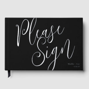 Black and Silver SImple Guest Book Signature
